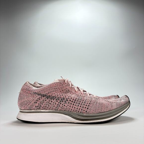 Nike Flyknit Racer Pink Gray Lightweight Running Shoe 526628-604 Men's Size 9.5 - Picture 1 of 11